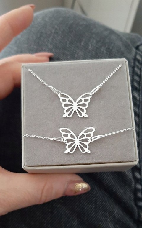 Srebrny komplet MOTYL MOTYLEK SREBRO 925