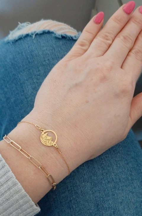 Złota Bransoletka GÓRY Z GÓRAMI SREBRO 925