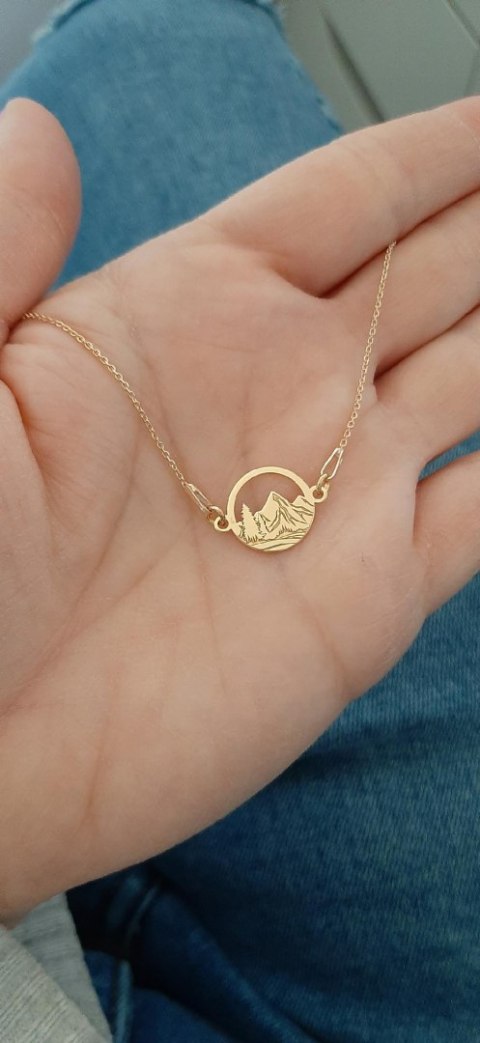 Złoty KOMPLET SREBRNY 925 CELEBRYTKA GÓRY +GRAWER