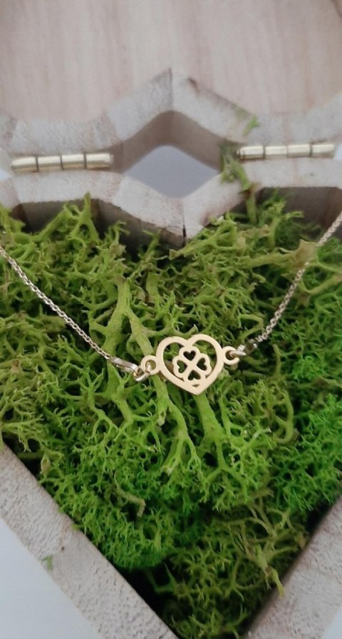 Złoty Komplet serce koniczynka srebro 925