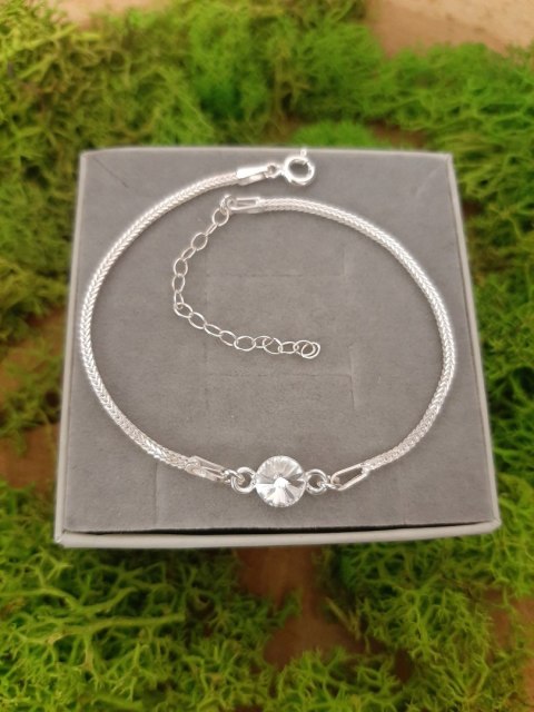 Srebrna bransoletka cyrkonia błyszcząca srebro 925