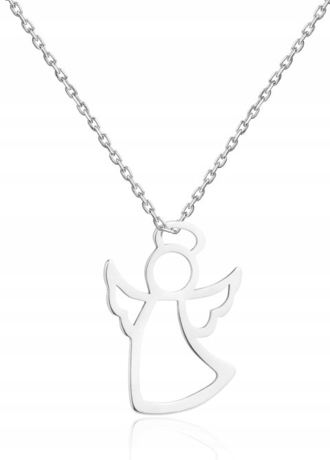 Srebrny naszyjnik z aniołkiem komunia GRAWER 45 cm