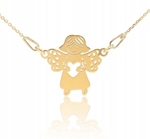 ZŁOTY łańcuszek Pamiątka Komunii srebro aniołek Komunia srebro 925