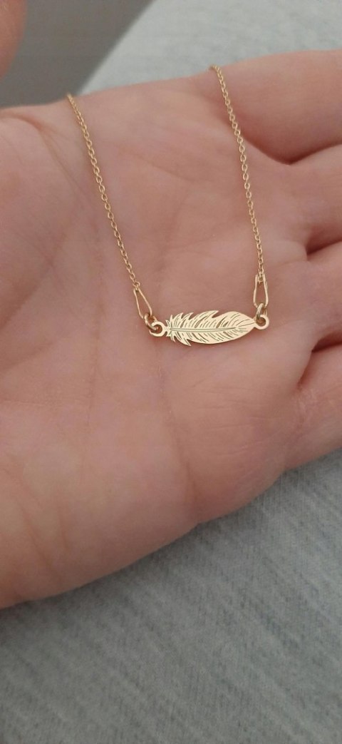 KOMPLET złoty 925 CELEBRYTKA PIÓRKO PUDEŁKO+GRAWER