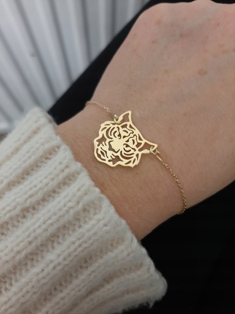 Złoty komplet TYGRYS ORIGAMI CELEBRYTKA srebro 925