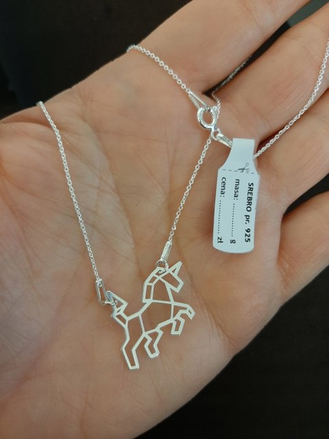 Komplet jednorożec ORIGAMI CELEBRYTKA srebro 925