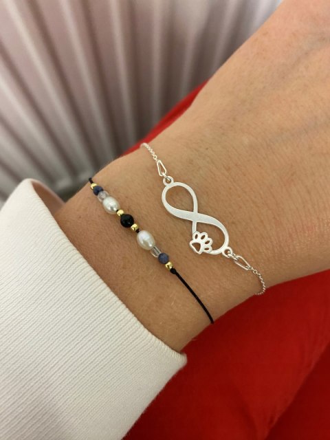 Komplet srebrny nieskończoność łapka + GRAWER