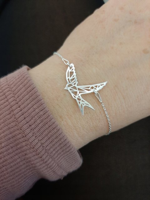 Srebrna bransoletka gołąb origami srebro 925