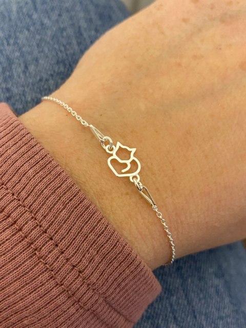 Srebrna bransoletka z kotkiem kotem srebro 925