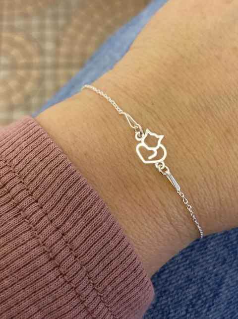 Srebrna bransoletka z kotkiem kotem srebro 925