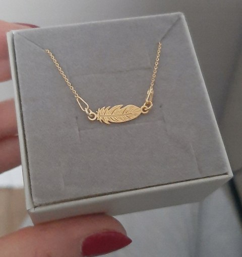 Złota bransoletka dla mamy piórko srebro 925