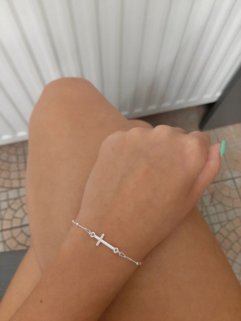 Srebrna bransoletka kulkowa krzyż krzyżyk sr 925