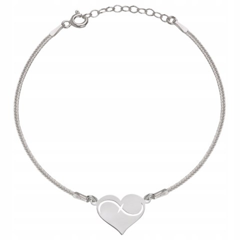 Srebrna bransoletka serce grawer gratis