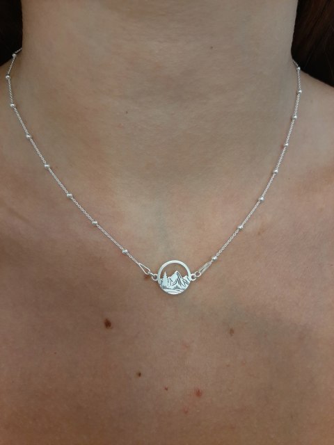 Srebrny naszyjnik kulkowy góry grawer srebro925