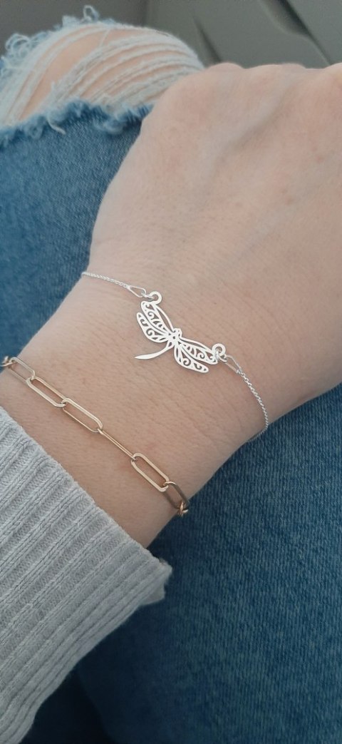 Srebrna bransoletka CELEBRYTKA WAŻKA z ważką 925