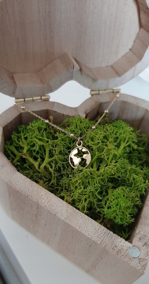 Złota bransoletka kula ziemska ziemia koraliki 925