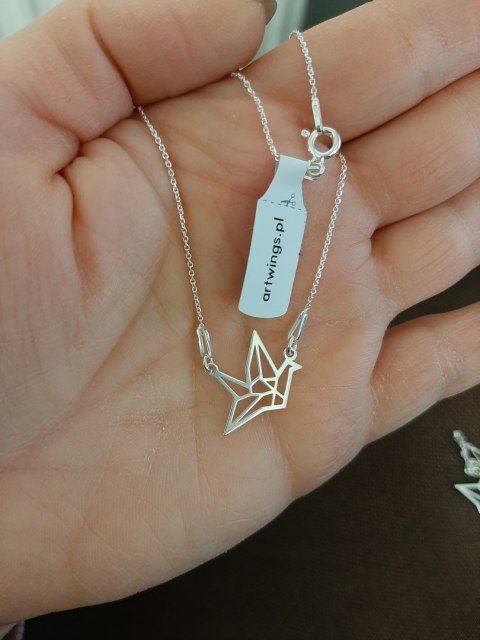 Komplet żuraw ORIGAMI CELEBRYTKA srebro 925