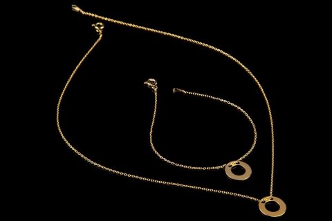 Naszyjnik i bransoletka CELEBRYTKA kółko złote