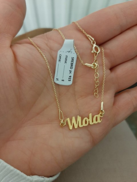 Złoty naszyjnik imiennik imię Wiola srebro 925