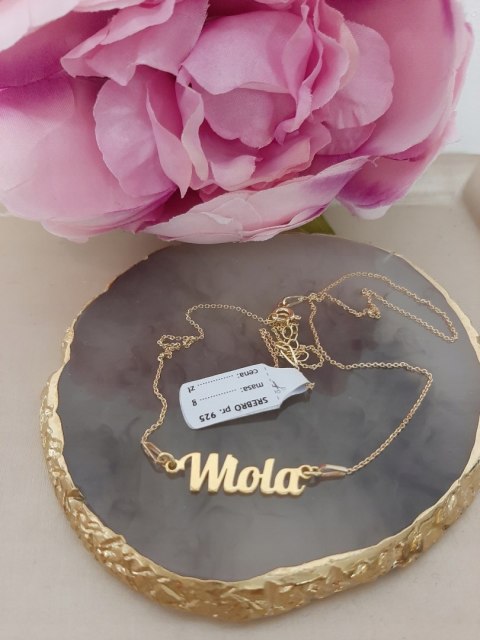 Złoty naszyjnik imiennik imię Wiola srebro 925