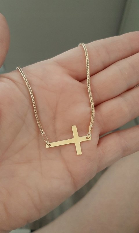 Złota bransoletka krzyżyk celebrytka srebro 925