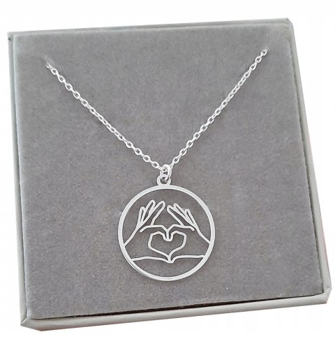 Naszyjnik SERCE DŁONIE srebro 925