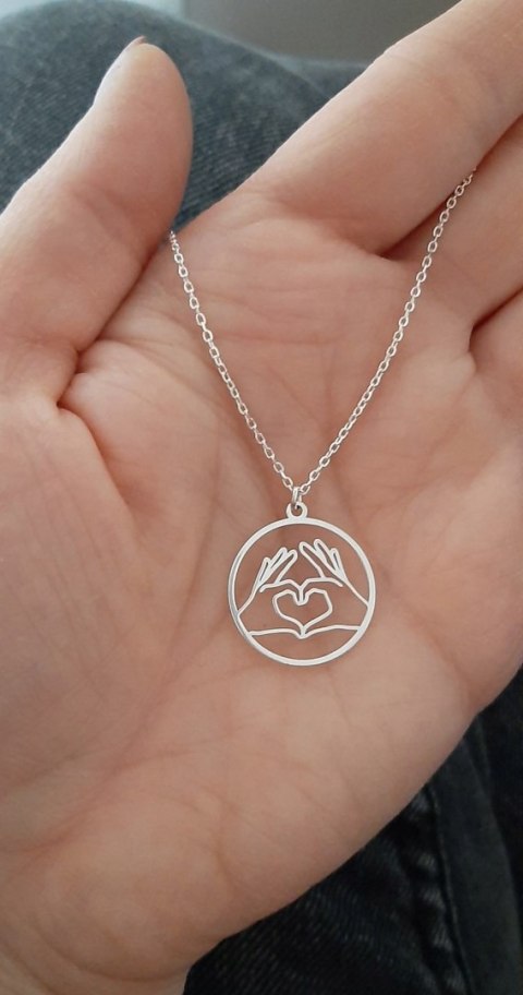 Naszyjnik SERCE DŁONIE srebro 925