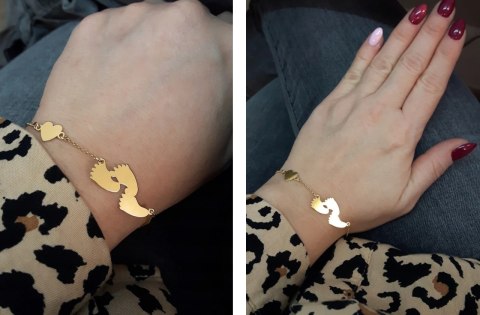 KOMPLET 3 TRZY STÓPKI SERCE GRAWER SREBRO ZŁACONE