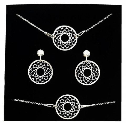 Komplet biżuterii srebrnej duży ażur elegancki 925