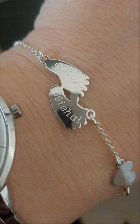 Srebrna bransoletka STÓPKI SERCE GRAWER SWAR EL