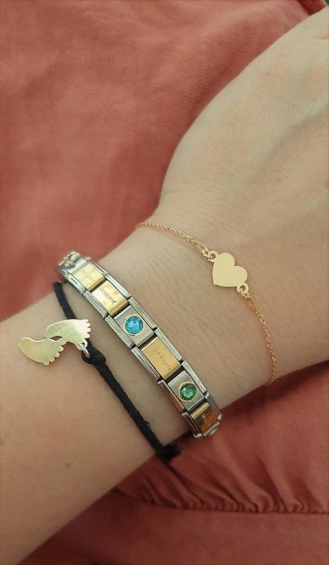 Bransoletka serce serduszko SREBRO złocone GRAWER