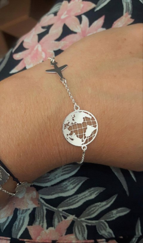 Komplet samolot kula ziemska ziemia srebro 925