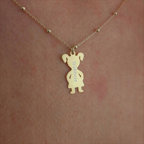 Złoty łańcuszek dziewczynka GRAWER SREBRO 925