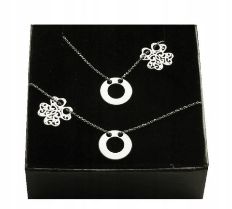 Komplet 2 zawieszki koniczynka kółko SREBRO 925