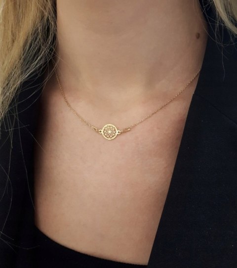 Złoty naszyjnik CELEBRYTKA ażurek z ażurkiem SR925