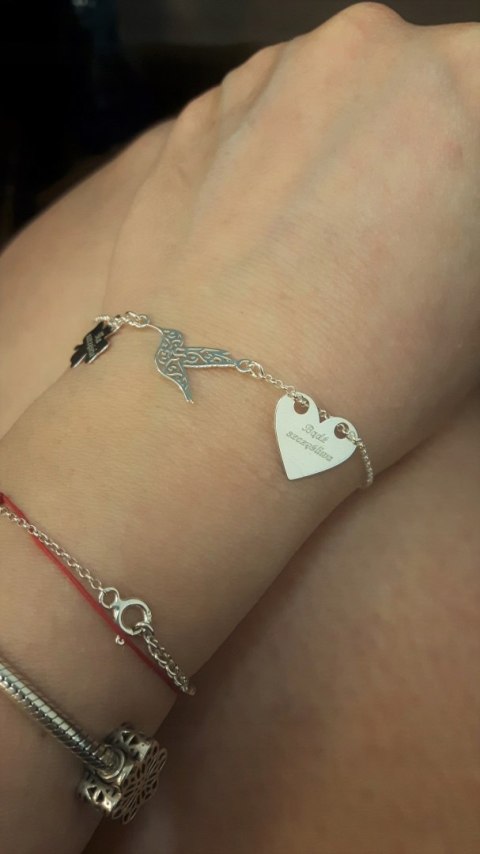 Srebrna bransoletka 3 zawieszki KOLIBER GRAWER 925