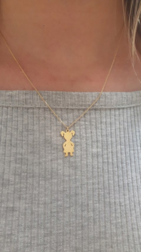 Złoty naszyjnik dziewczynka GRAWER SREBRO 925