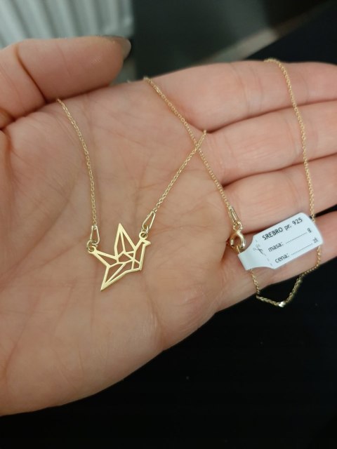 Naszyjnik ORIGAMI PTAK ŻURAW celebrytka srebro 925