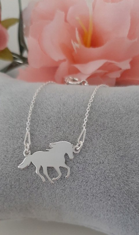 Srebrny komplet konik koń konie celebrytka 925