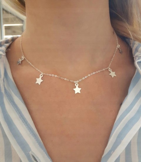Srebrny naszyjnik choker gwiazdki must have 925 40
