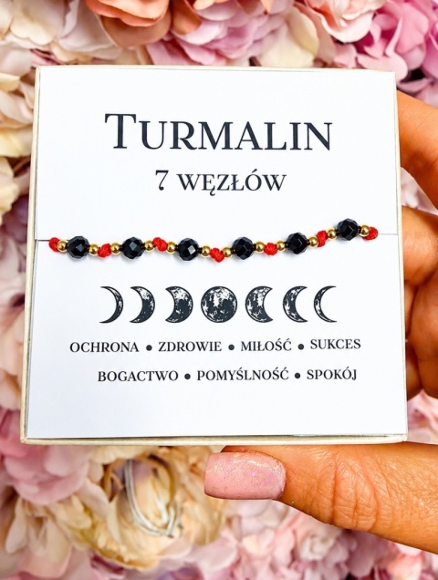 Bransoletka TURMALIN 7 węzłów talizman szczęścia i ochrony SR 925