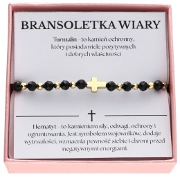 Bransoletka różaniec z turmalinem i hematytem BRANSOLETKA WIARY Z INTENCJĄ intencyjna