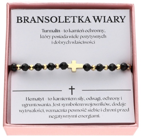 Bransoletka różaniec z turmalinem i hematytem BRANSOLETKA WIARY Z INTENCJĄ intencyjna