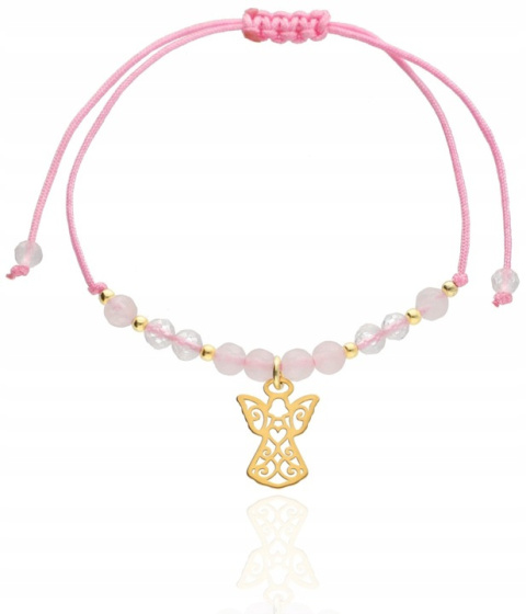 Bransoletka z aniołkiem i kamieniami naturalnymi ANIOŁ ANIOŁEK Stróż