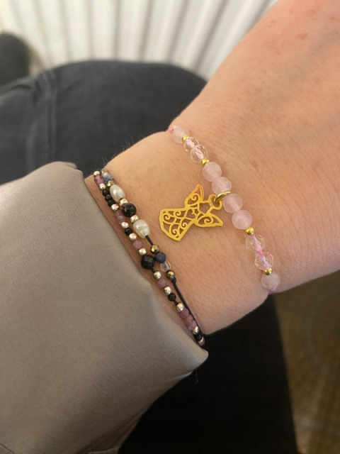 Bransoletka z aniołkiem i kamieniami naturalnymi ANIOŁ ANIOŁEK Stróż