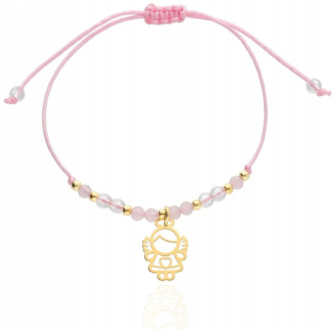 Bransoletka z aniołkiem i kamieniami naturalnymi ANIOŁ ANIOŁEK srebro 925