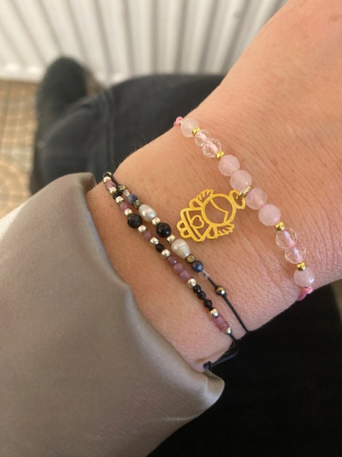 Bransoletka z aniołkiem i kamieniami naturalnymi ANIOŁ ANIOŁEK srebro 925