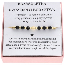 Bransoletka z cytrynem i turmalinem SZCZĘŚCIA I BOGACTWA srebro 925 intencyjna