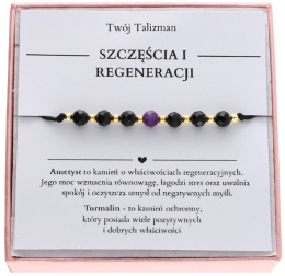 Bransoletka z turmalinem i ametystem SZCZĘŚCIA I REGENERACJI TALIZMAN 925 intencyjna
