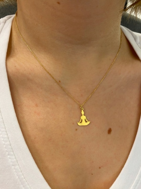 Złoty naszyjnik JOGA KWAIT LOTOSU SREBRO 925 złocone 45 cm